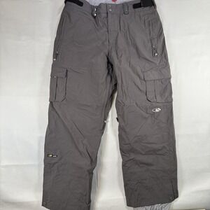 Bonfire Snow Pants Mens XL Gray Insulated Cargo Ski Snowboard Adjustable Waist
